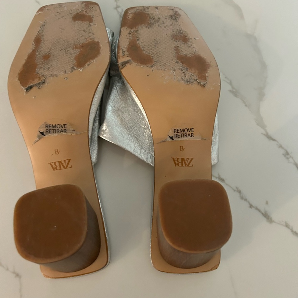 Zara Metallic Silver Mules - Picture 4 of 4